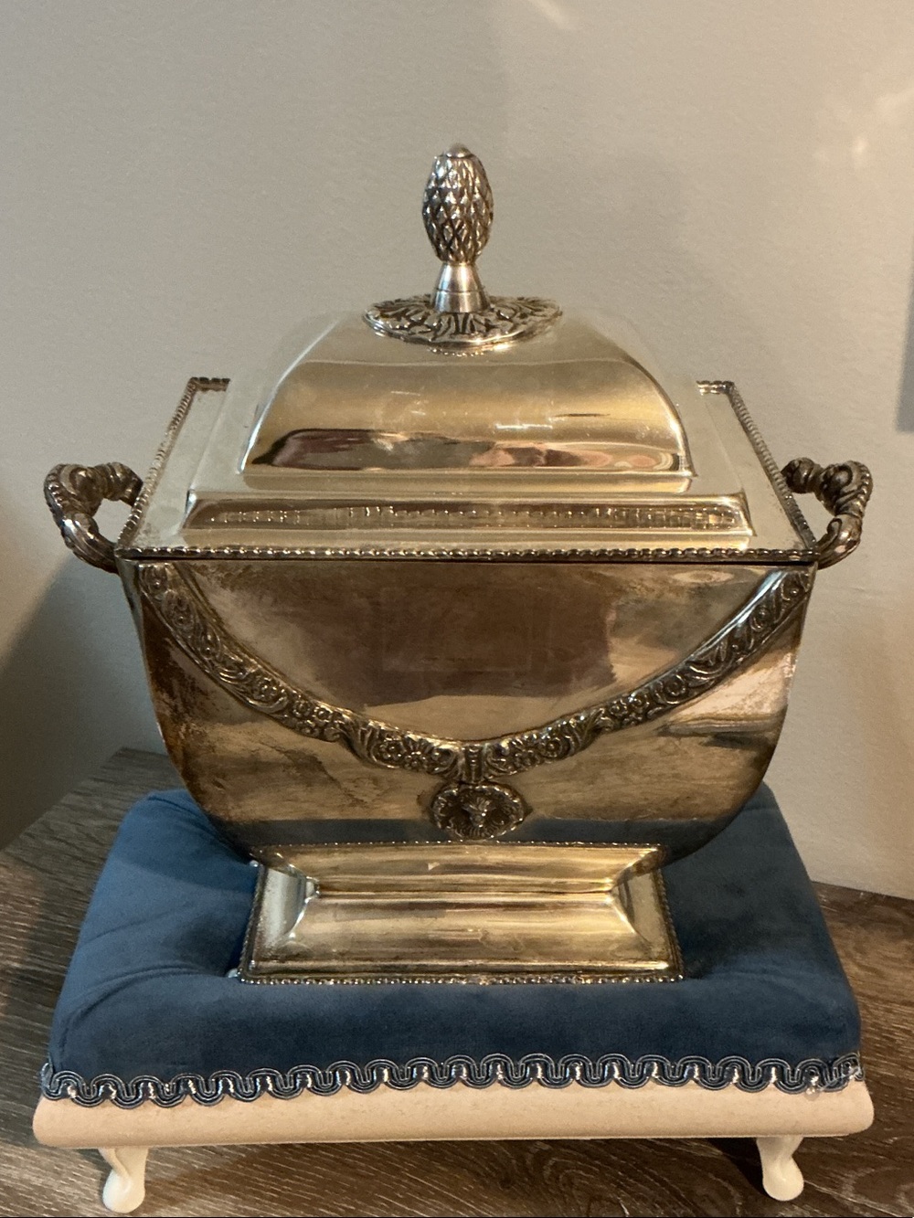 Vintage Silver Plate Lidded Serving Tureen Tea Caddy Hollywood Regency Jewelry
